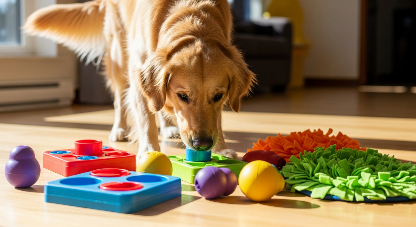 Dogs thrive with enrichment toys and puzzle feeders